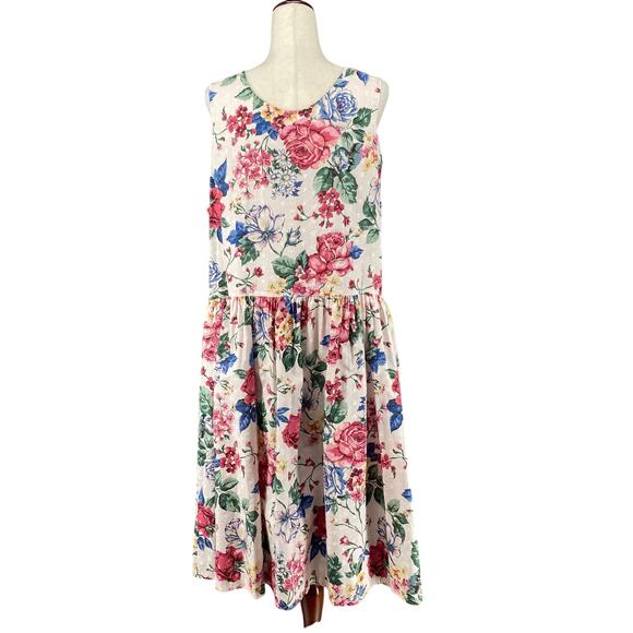 Vtg 80s 90s NOS Brights Creek Cottage Garden Midi Dress Romantic Boho 14? Floral - Picture 3 of 15